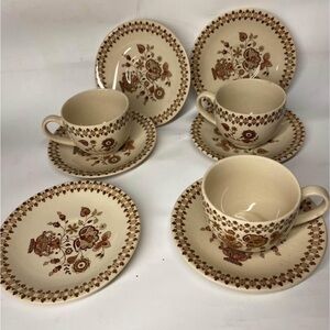 Vtg Johnson Brothers Old Granite Jamestown 3 Cups And 6 Saucers Coffee Tea Set